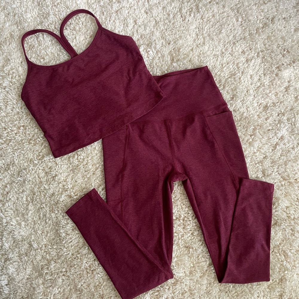 Beyond yoga burgundy workout set
